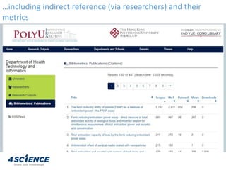…including indirect reference (via researchers) and their
metrics
 