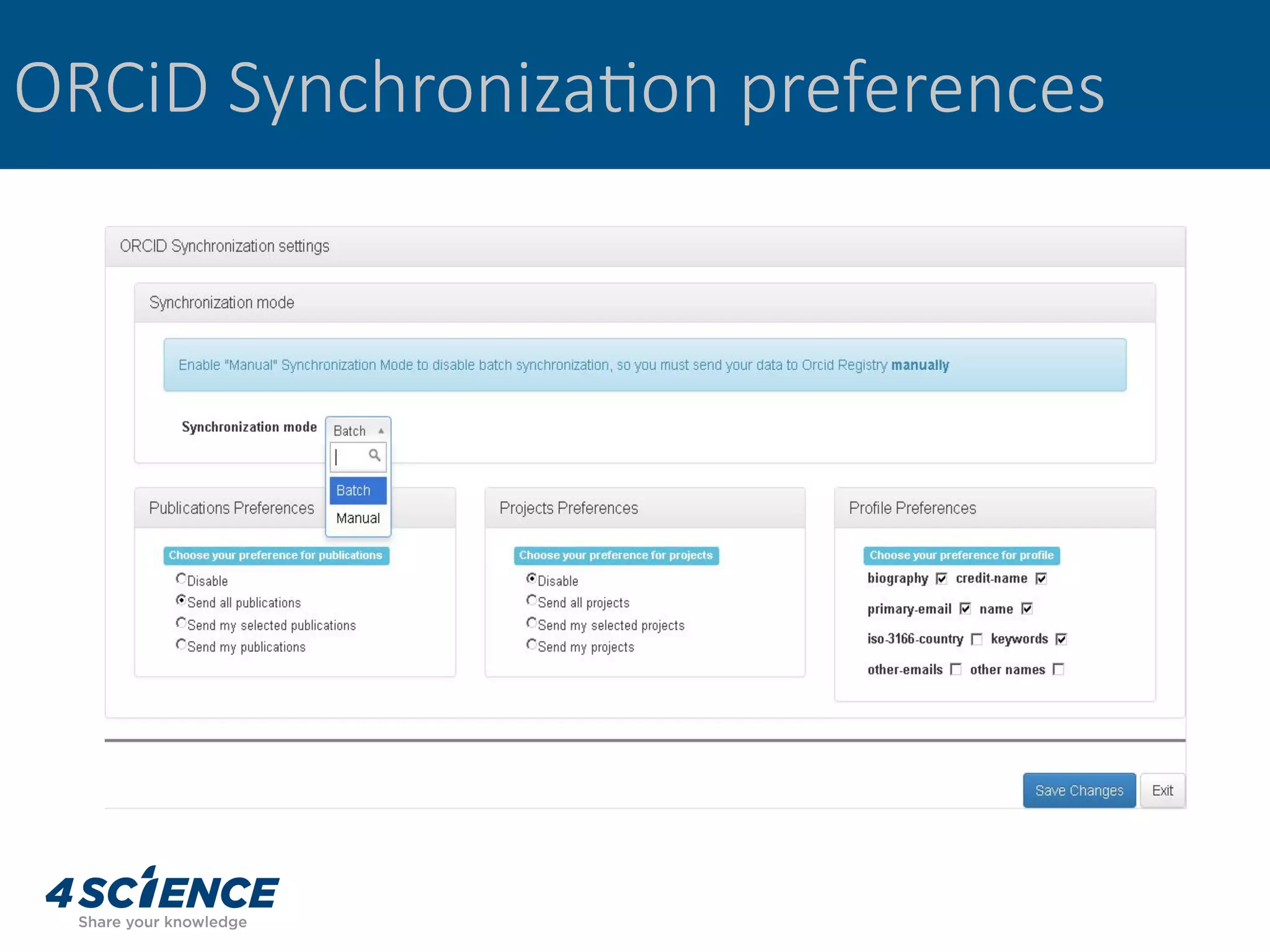 ORCiD Synchroniza@on preferences
 