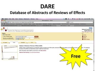 DAREDatabase of Abstracts of Reviews of Effects<br />Free<br />