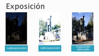 subexposición sobrexposición Exposición
adecuada
 