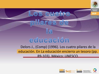Delors J., (Comp) (1996). Los cuatro pilares de la
educación. En La educación encierra un tesoro (pp.
89-103). México: UNESCO.
 