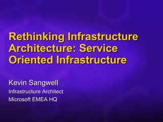Rethinking Infrastructure Architecture: Service Oriented Infrastructure ,[object Object],[object Object],[object Object]