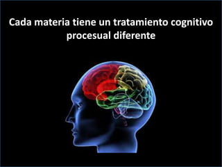 Cada materia tiene un tratamiento cognitivo procesual diferente