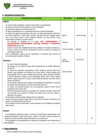 4° SESION de aprendizaje para el área de arte y cultura | DOCX