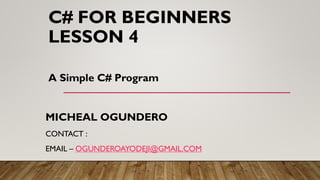 A simple program C# program | PPT
