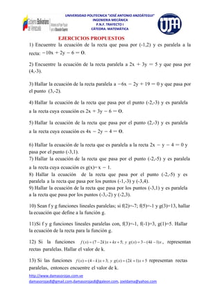 Ejercicios de matematica1 ecuacion de la recta