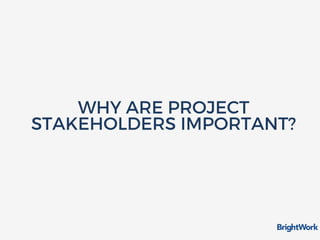 WHY ARE PROJECT
STAKEHOLDERS IMPORTANT?
 