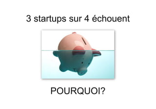 3 startups sur 4 échouent




     POURQUOI?
                            |
 