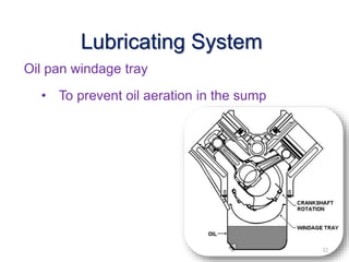 Oil pan windage tray
• To prevent oil aeration in the sump
32
Lubricating System
 