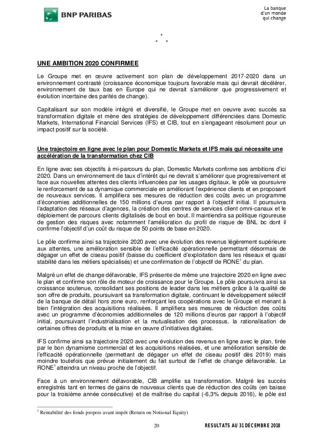 Bilan Annuel 2018 Bnp Paribas