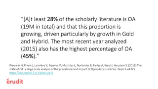 “70% of UK OA articles are published in hybrid
journals, yet subscription expenditure has
continued to grow”.
“Average APC...