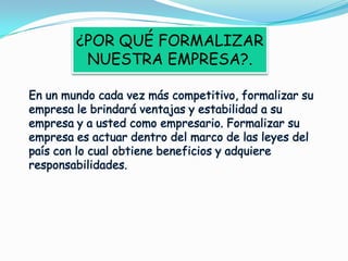 ¿CÓMO DEFINE LA LEY A LA SOCIEDAD? : Conforme al artículo 1° de la Ley N° 26887, la sociedad es definida como:"Quienes constituyen la sociedad, convienen en aportar bienes o servicios para el ejercicio en común de actividades económicas." CONCEPTOS BÁSICOS. ¿QUIÉNES PUEDEN CONSTITUIR UNA SOCIEDAD? La ley establece que las sociedades pueden se constituidas por cualquier persona; por tal razón, pueden ser:- Personas Naturales.- Personas Jurídicas.