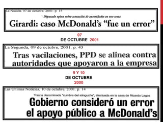 07 
DE OCTUBRE 2001 
9 Y 10 
DE OCTUBRE 
2000 
 