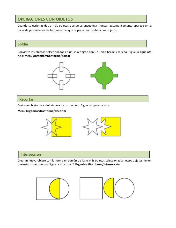 Resultado de imagen para operaciones con objetos en corel draw