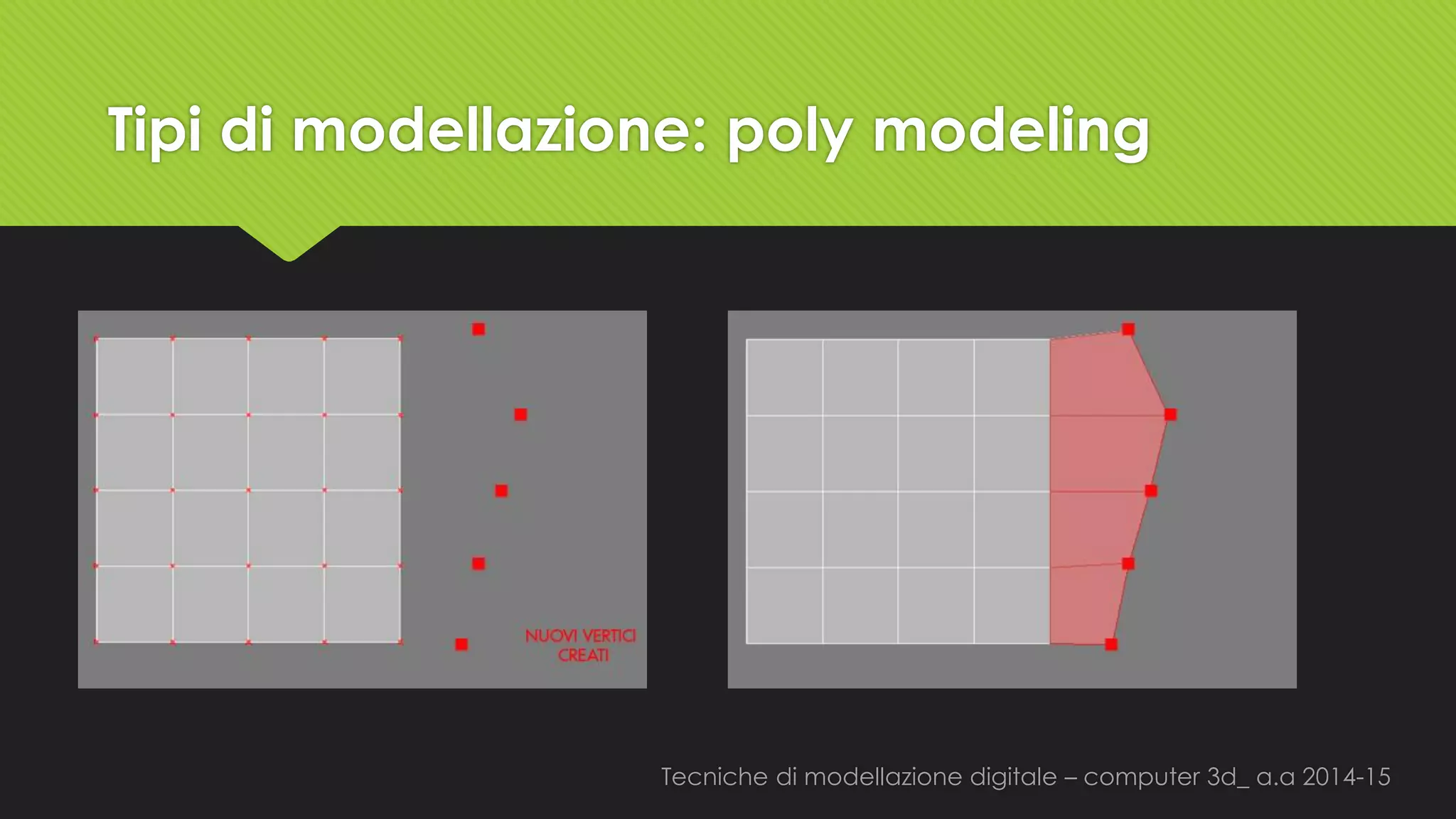 Tecniche di modellazione digitale –computer 3d_ a.a2014-15 
Tipi di modellazione: polymodeling  
