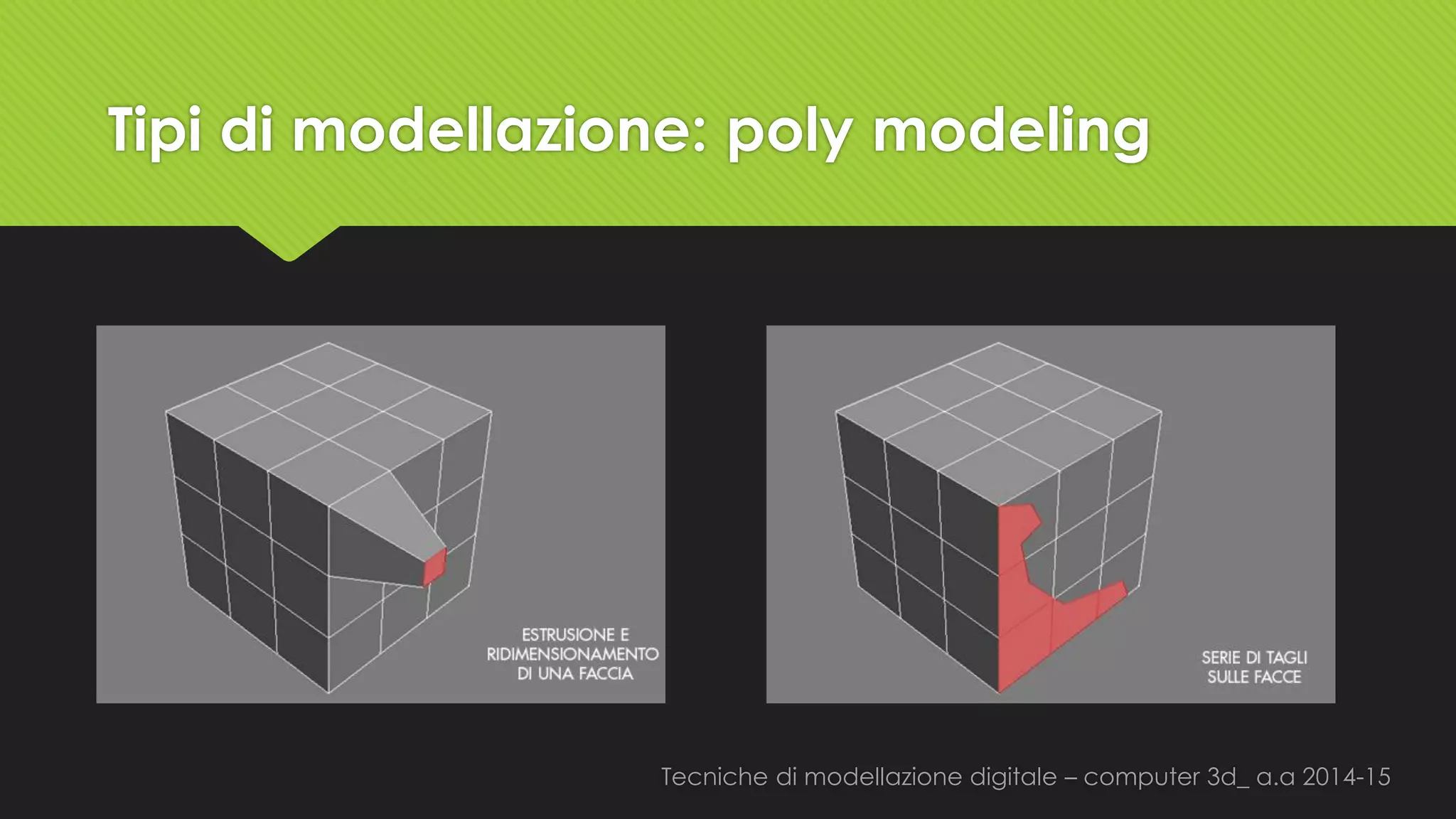 Tecniche di modellazione digitale –computer 3d_ a.a2014-15 
Tipi di modellazione: polymodeling  