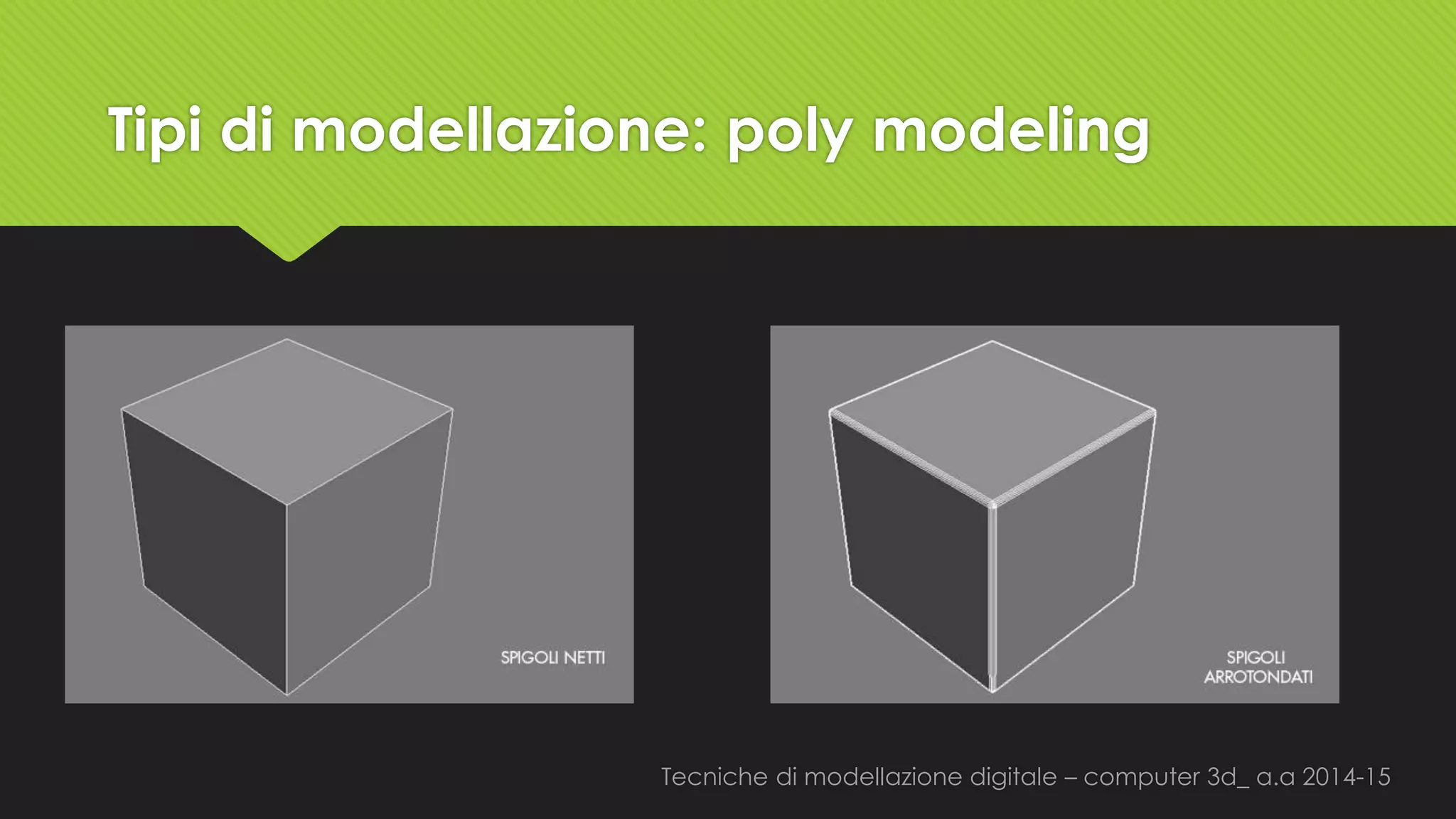 Tecniche di modellazione digitale –computer 3d_ a.a2014-15 
Tipi di modellazione: polymodeling  