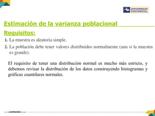 Estimación de la varianza poblacional
Requisitos: