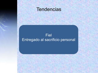 Tendencias
Fiel
Entregado al sacrificio personal
 
