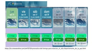 https://es.viewweather.com/w470728-pronostico-del-tiempo-para-estacion_el_alto-departamento_de_la_paz.html
 