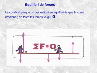31/01/15 16
Equilibri de forces
La condició perquè un cos estigui en equilibri és que la suma
(vectorial) de totes les forces valgui 00
 