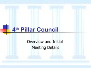 4 th  Pillar  Council   Overview and Initial  Meeting Details 