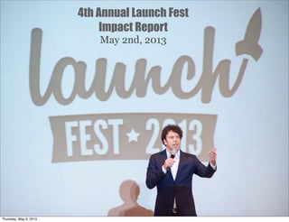 4th Annual Launch Fest
Impact Report
May 2nd, 2013
Monday, May 13, 2013
 