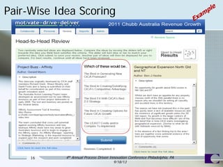 Pair-Wise Idea Scoring
16 4th Annual Process Driven Innovation Conference Philadelphia, PA
9/18/13
 