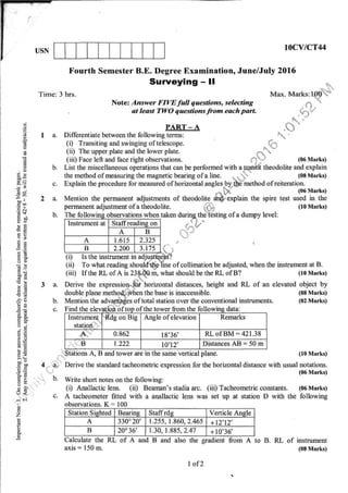 4th semester VTU BE CV question papers June 2016 | PDF