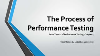 The Process of
PerformanceTesting
FromThe Art of PerformanceTesting, Chapter 4
Presentation by Sebastián Lagoueyte
 