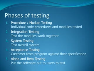 4. The Software Development Process - Testing | PDF