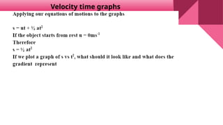 Velocity time graphs
 