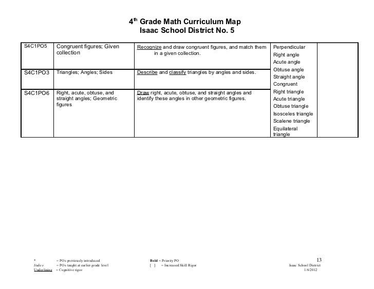 4th grade math curriculum map 2011 20121