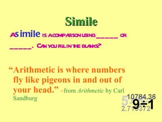Similes For Math 4th grade poetry | PPT