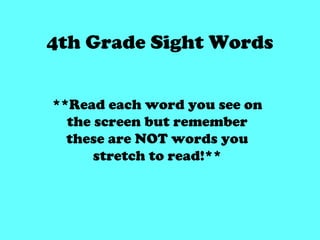4th Grade Sight Words: 100+ List for Kids to Read | PPT