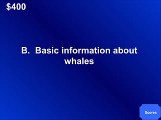 $400 B.  Basic information about whales Scores 