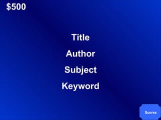 $500 Title Author Subject Keyword Scores 