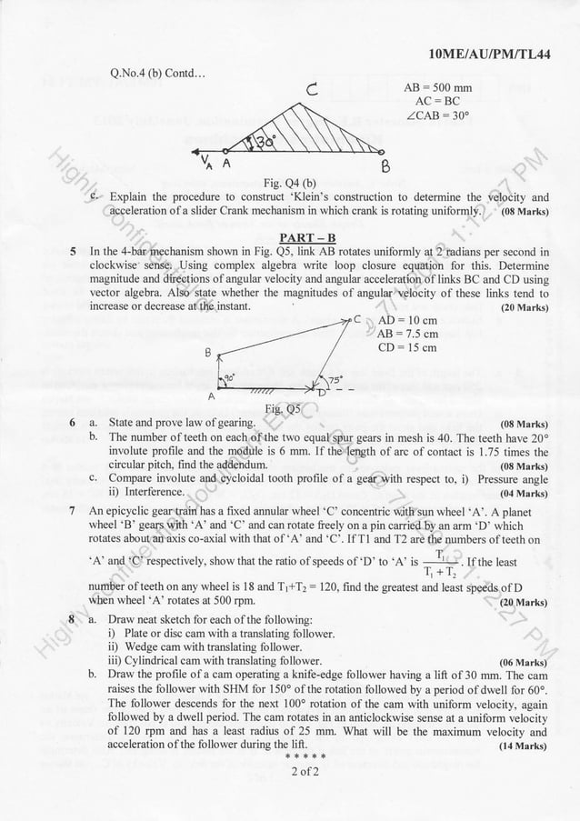 4th Semester Mechanical Engineering (2013June) Question Papers PDF
