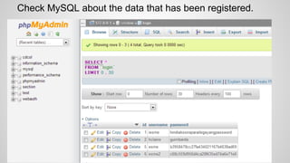 Check MySQL about the data that has been registered.

 