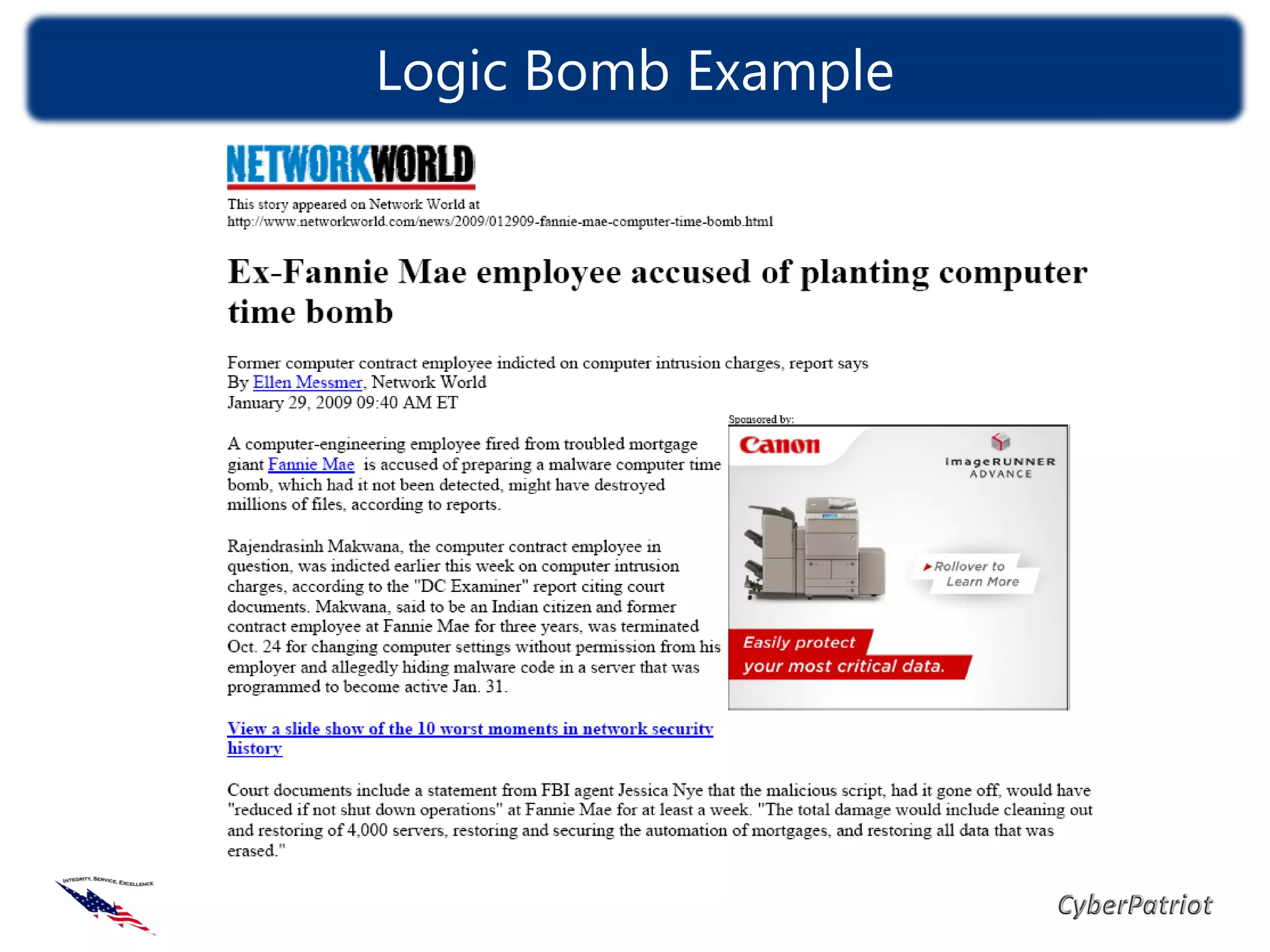 Logic Bomb Example
 