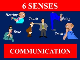 6 SENSES
Hearing
Smell
Seeing
Taste
Touch
COMMUNICATION
 