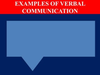 EXAMPLES OF VERBAL
COMMUNICATION
 