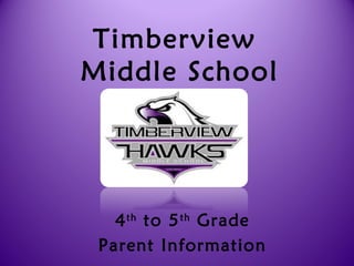 Timberview
Middle School
4th
to 5th
Grade
Parent Information
 