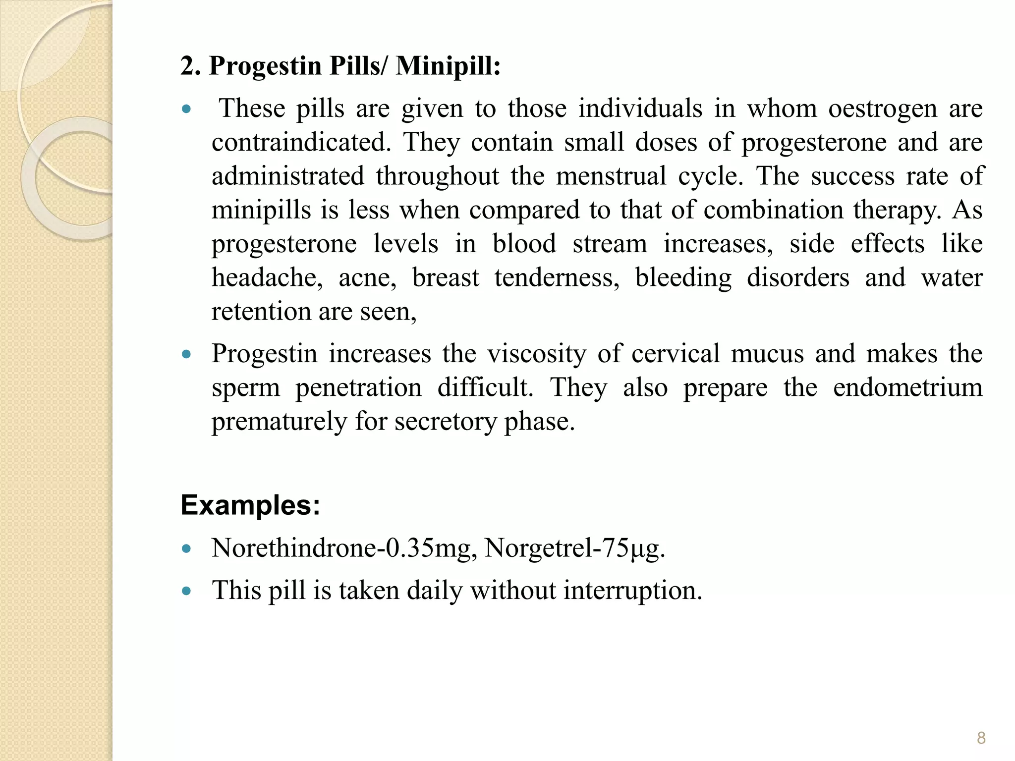 4th unit oral contraceptives | PPTX