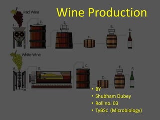 Wine Production
• BY
• Shubham Dubey
• Roll no. 03
• TyBSc (Microbiology)
 