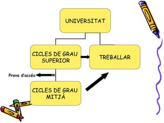UNIVERSITAT
CICLES DE GRAU
SUPERIOR
CICLES DE GRAU
MITJÀ
TREBALLAR
Prova d’accés
 