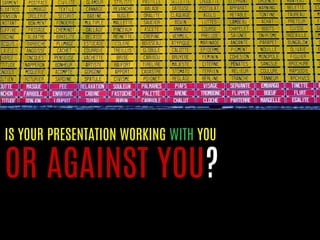 IS YOUR PRESENTATION WORKING WITH YOU 
OR AGAINST YOU?  