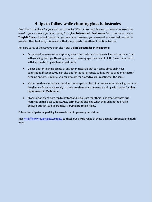4 tips to follow while cleaning glass balustrades