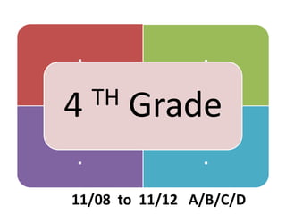 . .
. .
4 TH Grade
11/08 to 11/12 A/B/C/D
 