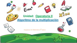 Asignatura: Ed. Matemática 4° básico
Unidad: Operatoria II
Algoritmo de la multiplicación
 